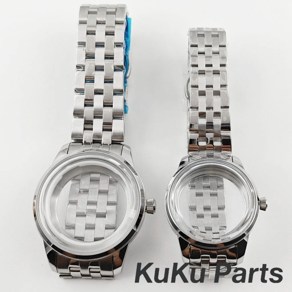 NH35 33MM/40MM Cocktails Stainless Steel With S Crown Watch Case Fit NH35 NH38 Movement Arch Glass Transparent Backcover Case