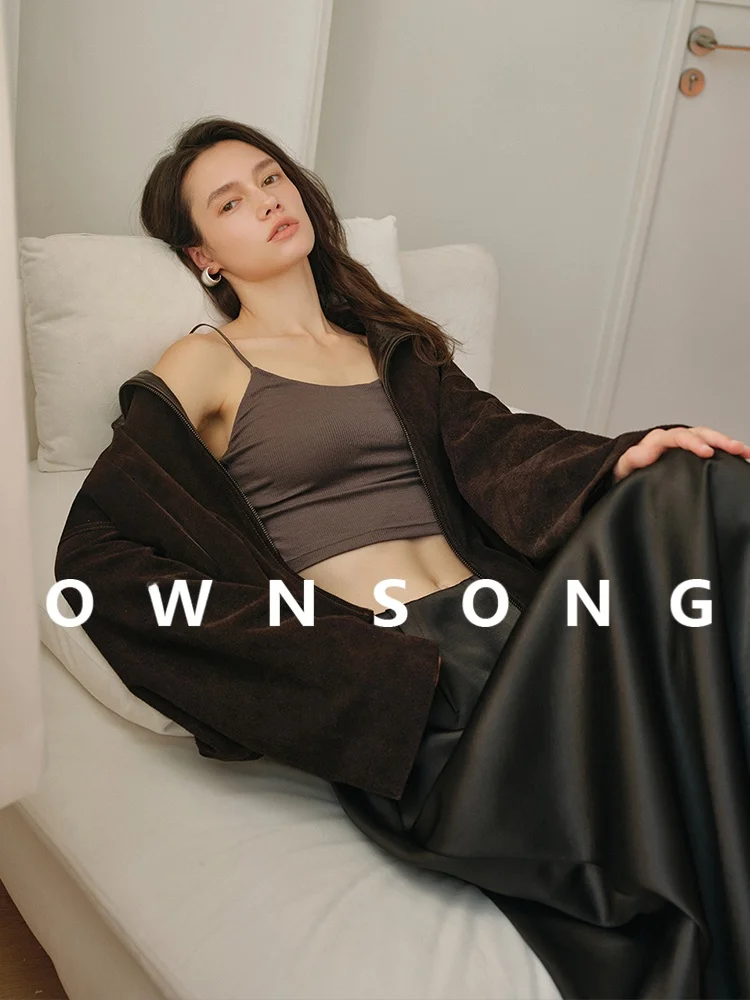 

Ownsong Women's Modal Bralette Tank Top with Chest Pad U-Neckline Short Length Micro Elastic Color Inner Wear Vest