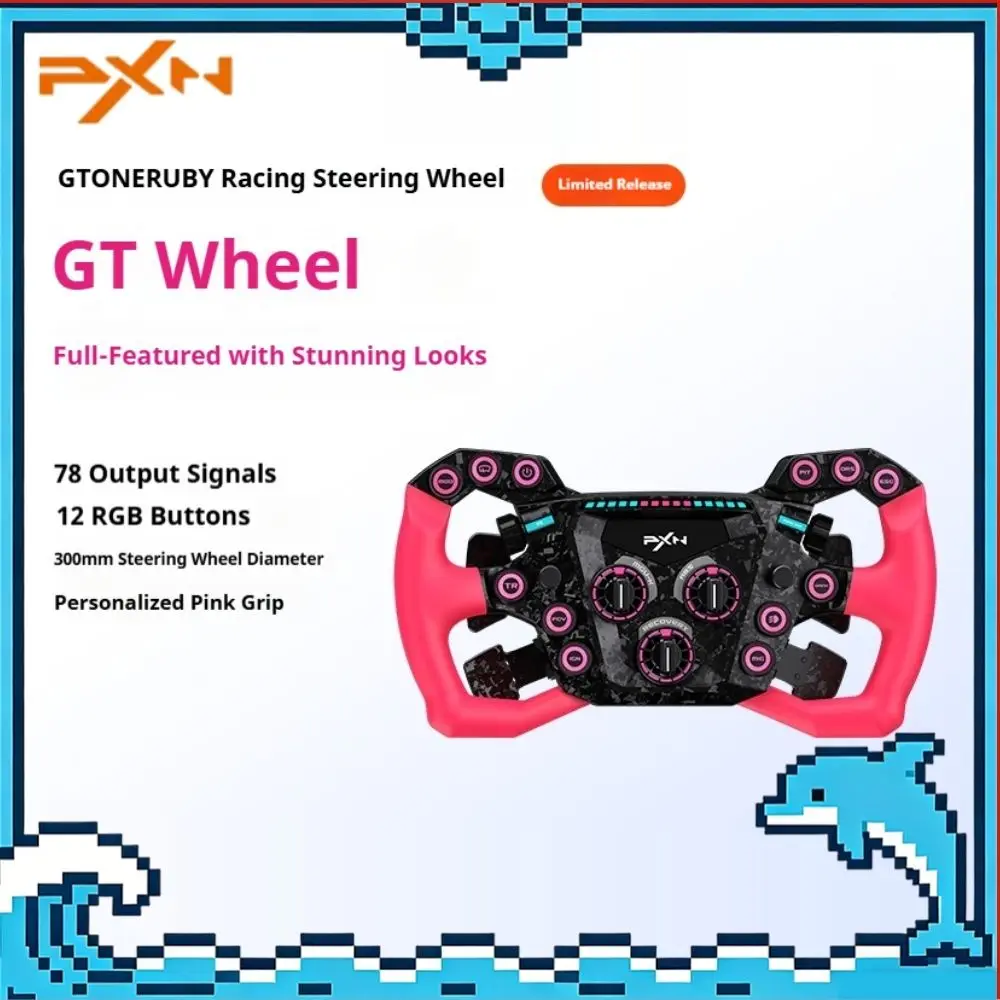 

PXN GT ONE RUBY Racing Simulator Wheel Carbon Fiber Shift Paddle RGB Customizable Keys Quick Detachable Steering Wheel For PC