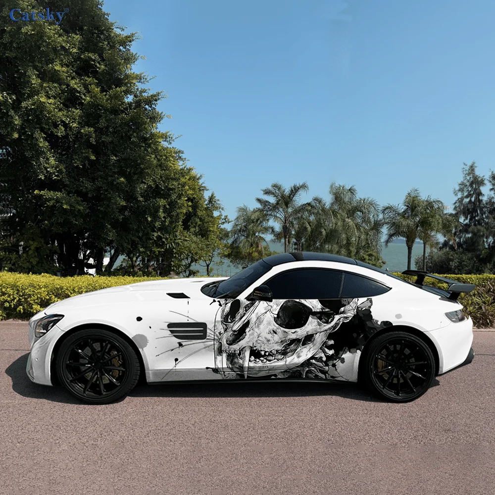 

Темный стиль, череп животного, автомобильные виниловые наклейки, самоклеящаяся наклейка из ПВХ, подходит для грузовиков, внедорожников, украшения, автоаксессуары, подарок