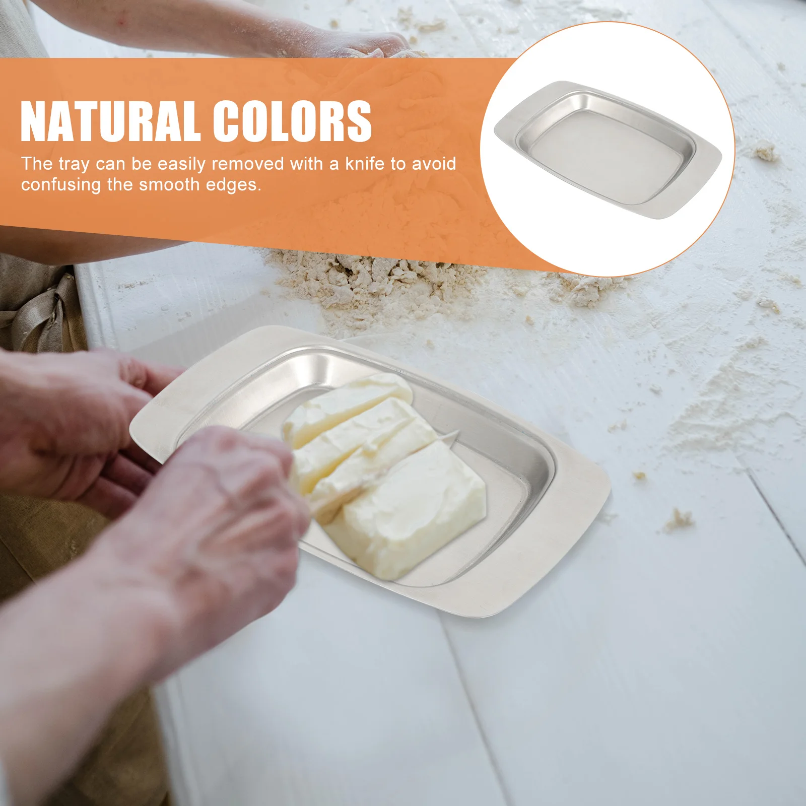 

Butter Box Stainless Steel Dish Covered Lid Keeper Bread Container Plate Dustproof Tray Removable Fruit Storage Kitchen