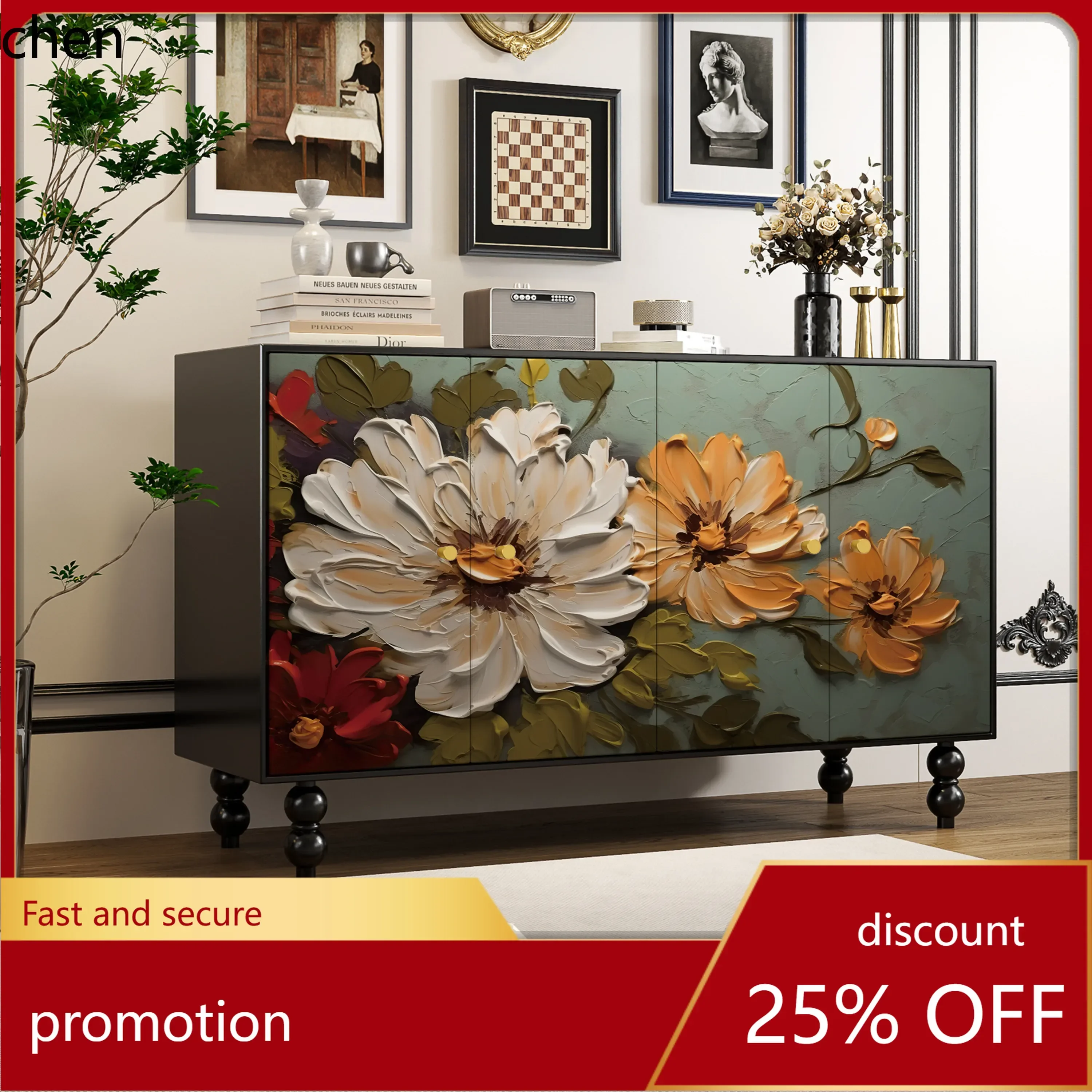 YFY Painted Multi-Functional Storage Shoe Cabinet Solid Wood Sideboard Storage Entryway Cabinet