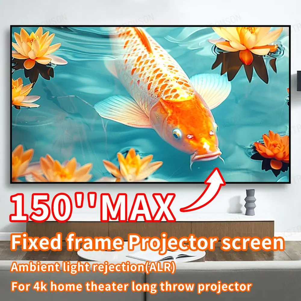 

Hot Black Crystal ALR Projector Screen Nano Metal Ambient Light Rejecting Fixed Frame 1CM Ultra Narrow Bezel CLR 4K8K Projection