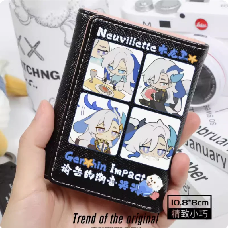 Anime Genshin Impact Neuvillette Wallet Women Fold Bag Multi Card  Coin Pocket Holder Fashion Wallet Gift