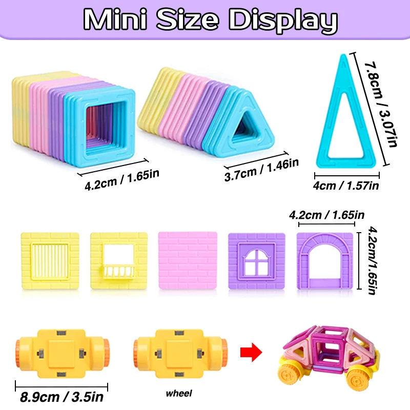 Mini Size Magnetic Construction Set for Children Macaron Color Magnetic Building Blocks for Kids Magnets Toys for Girls