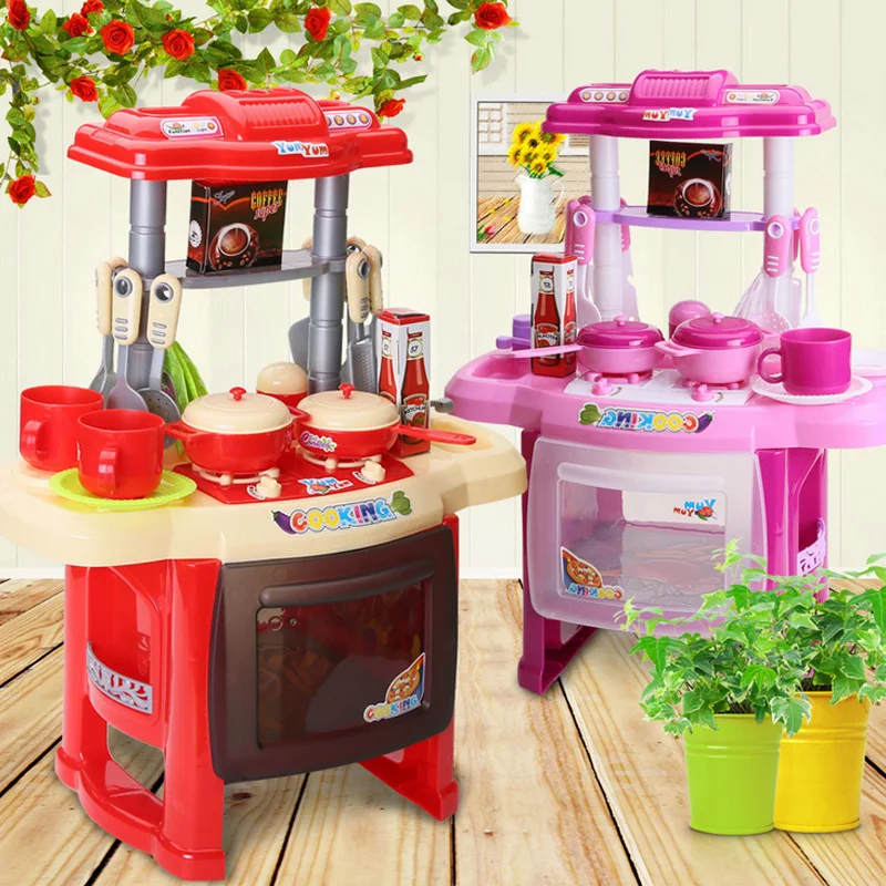 2020 New Kids Kitchen Set Children Kitchen Toys LargeSimulation Model Colourful Play Educational Toy for Girl Baby