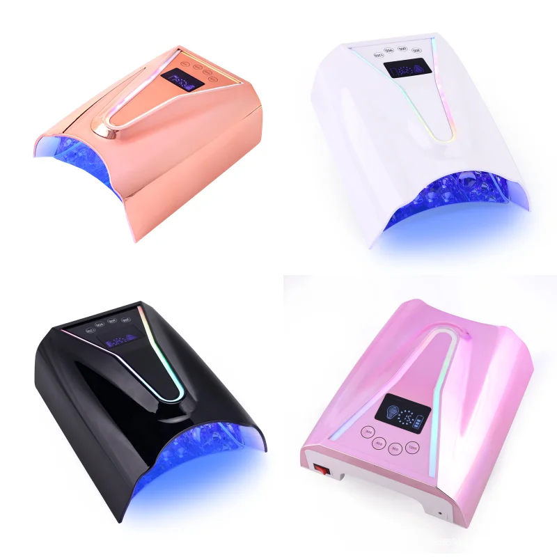 Rose Gold 128w High Power Led Nail Dryer Rechargeable Wireless Gel Dryer Lamp Uv Led Nail Lamps for Beauty Salon