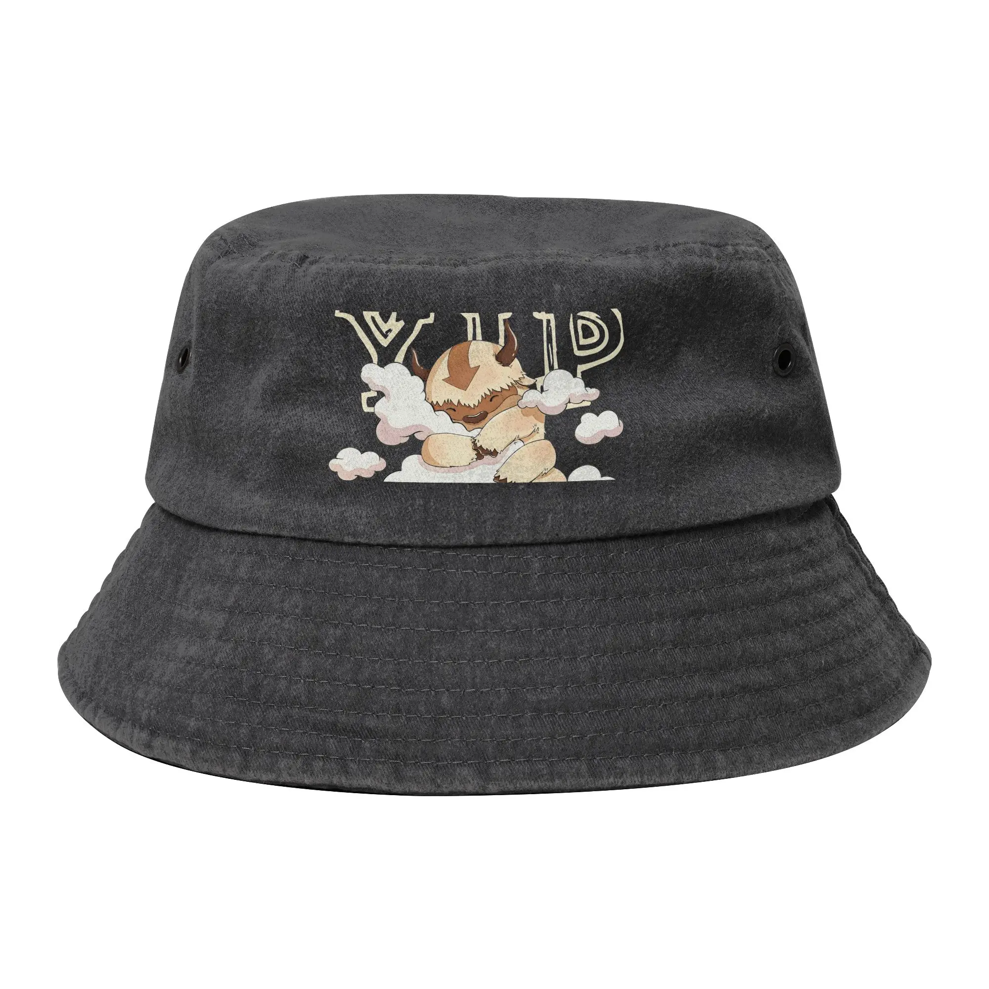 Avatar The Last Airbender Bucket Hat Woman Outdoor Appa Distressed Denim Fishing Hat Travel Boonie Hat