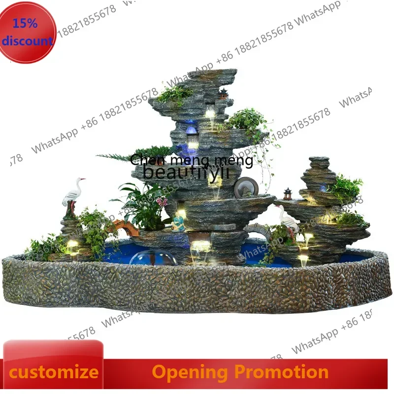 ss7486 Large Courtyard Decoration Artificial Mountain and Fountain Water System Landscape Garden Courtyard Outdoor Fish Tank Lan