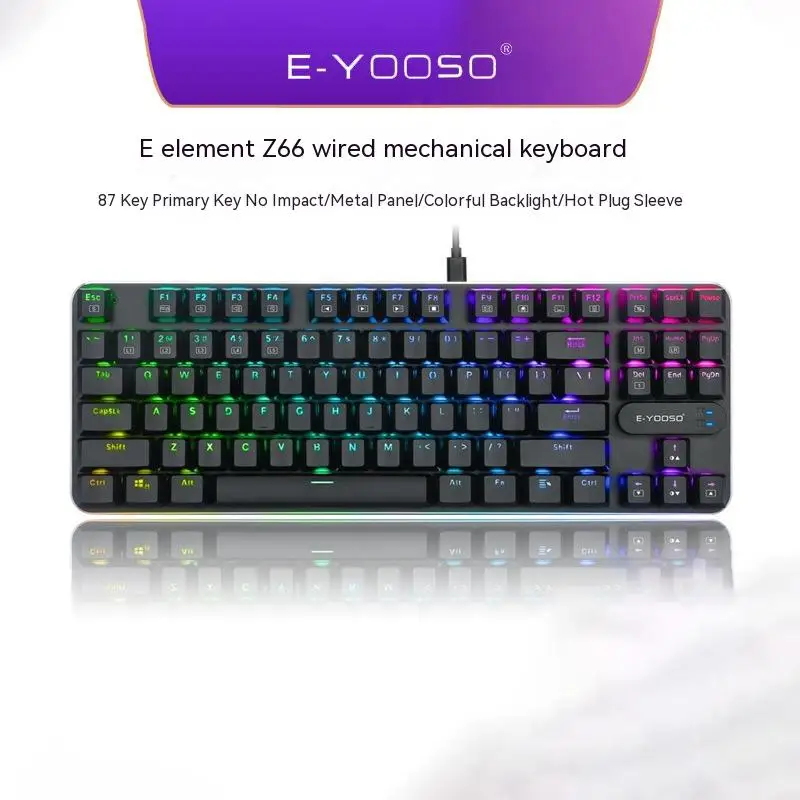 

Z66 Gaming Mechanical Keyboard Usb Wired 87 Key Rgb Backlit Anti-ghosting Blue Red Brown Switch Keypad For Computer Gamer Laptop