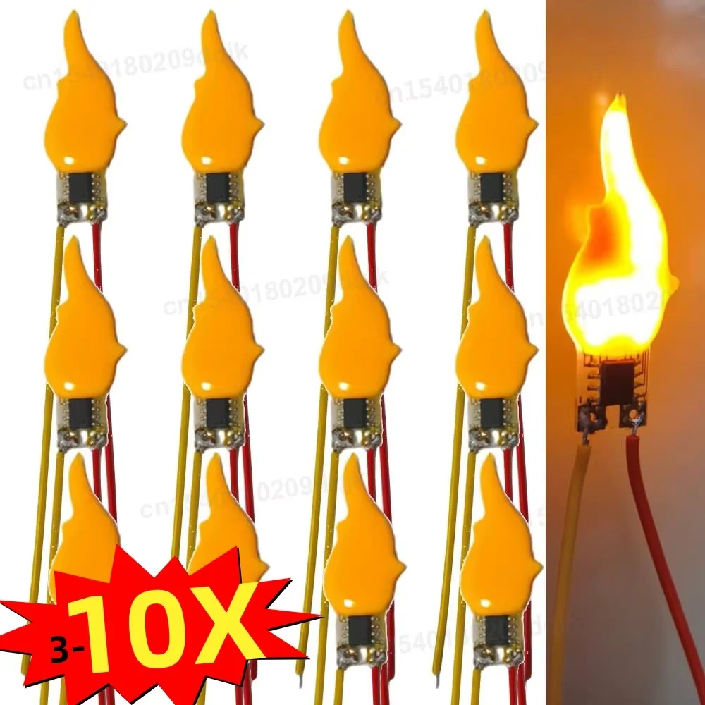 

3/5/10PCS Flame Light Bulbs 2200K Diode Flame LED Filament 3V LED Flame Effect Light Bulb for Halloween Christmas Decor