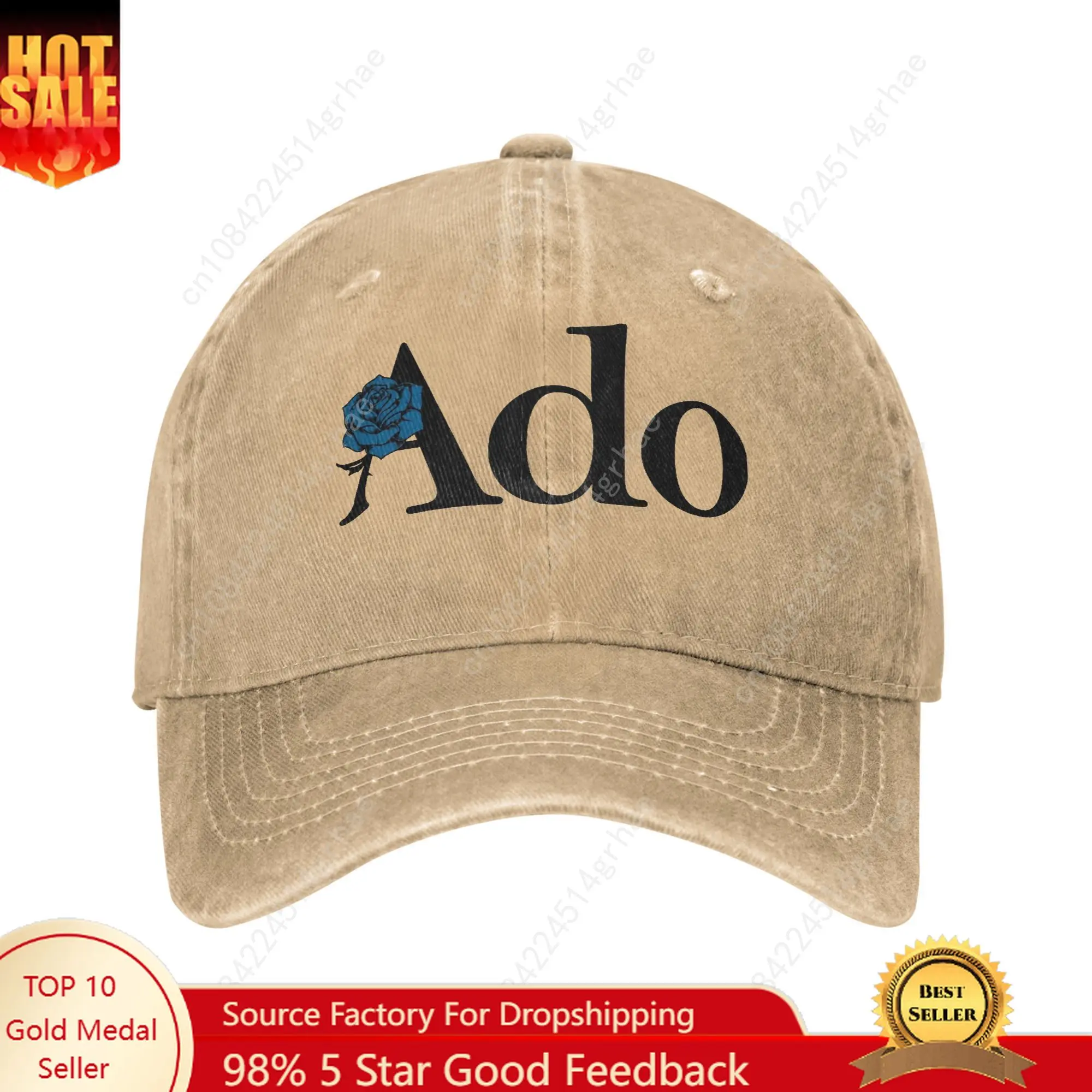 

Ado Text Blue Rose Logo Men Women Baseball Cap Distressed Cotton Caps Hat Fashion Outdoor Unstructured Soft Snapback Hat