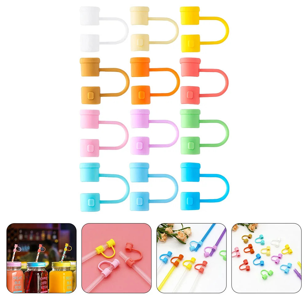 12 Pcs Silicone Straw Stopper Tip Protective Covers Reusable Straws Caps Shot Cute Silica Gel