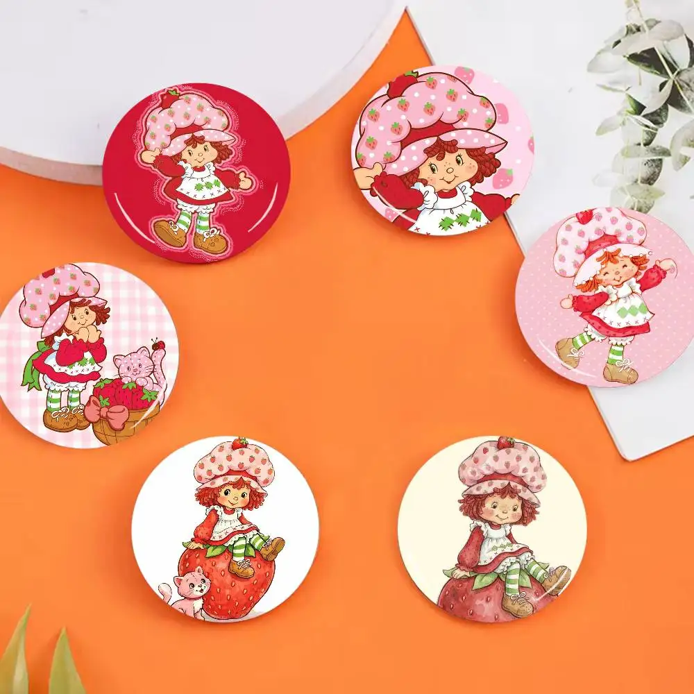 S-Strawberry Shortcake R-Retro Cartoon 25 32 44 58 75mm Circular Buttons Brooches Lapel Clips Trendy Ornament Festive Souvenir