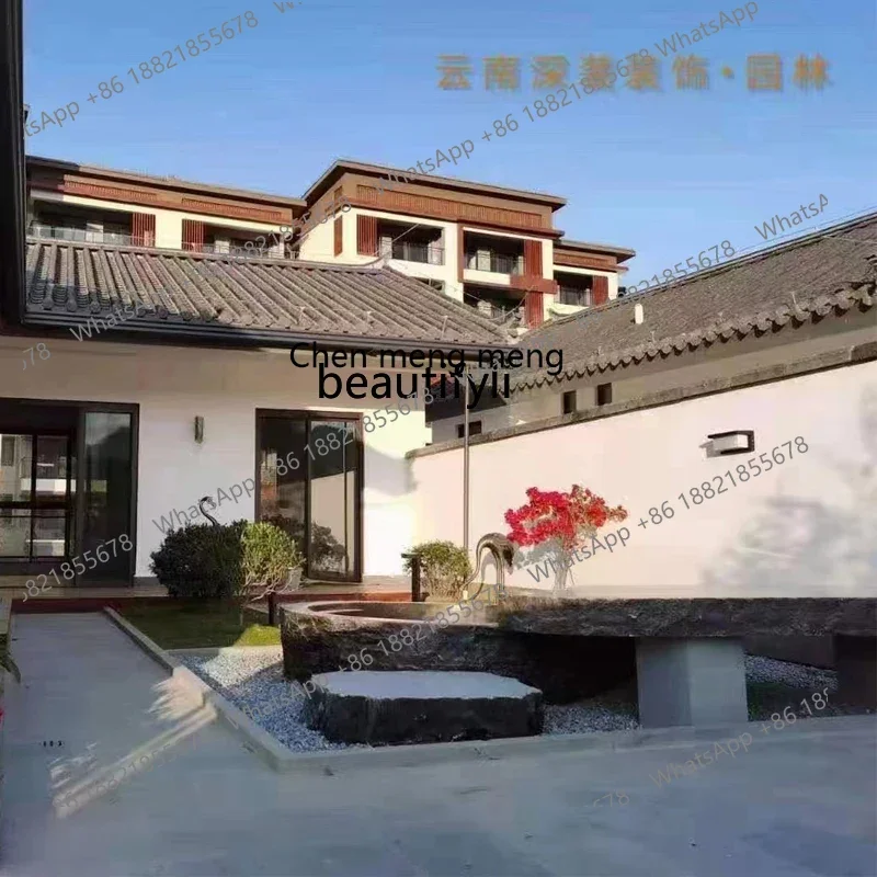 P178 حديقة حجر الجبل الأسود الطبيعي وعاء الماء الحجر الخام حديقة كبيرة العقارات المشهد المناظر الطبيعية الحجر #5