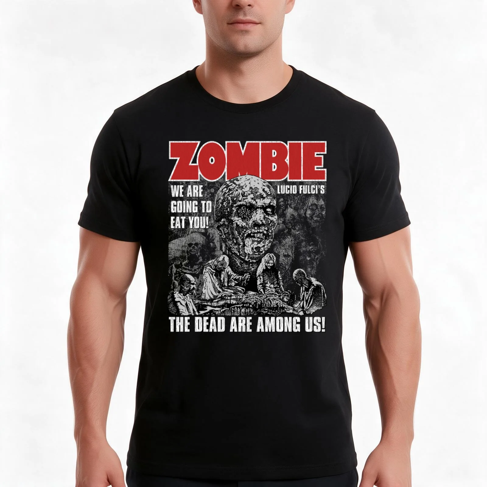 Lucio Fulci Zombie T-Shirt Summer Casual Cotton Tee Oversized Streetwear Tops Vintage Graphic Print Loose Fit Short Sleeve