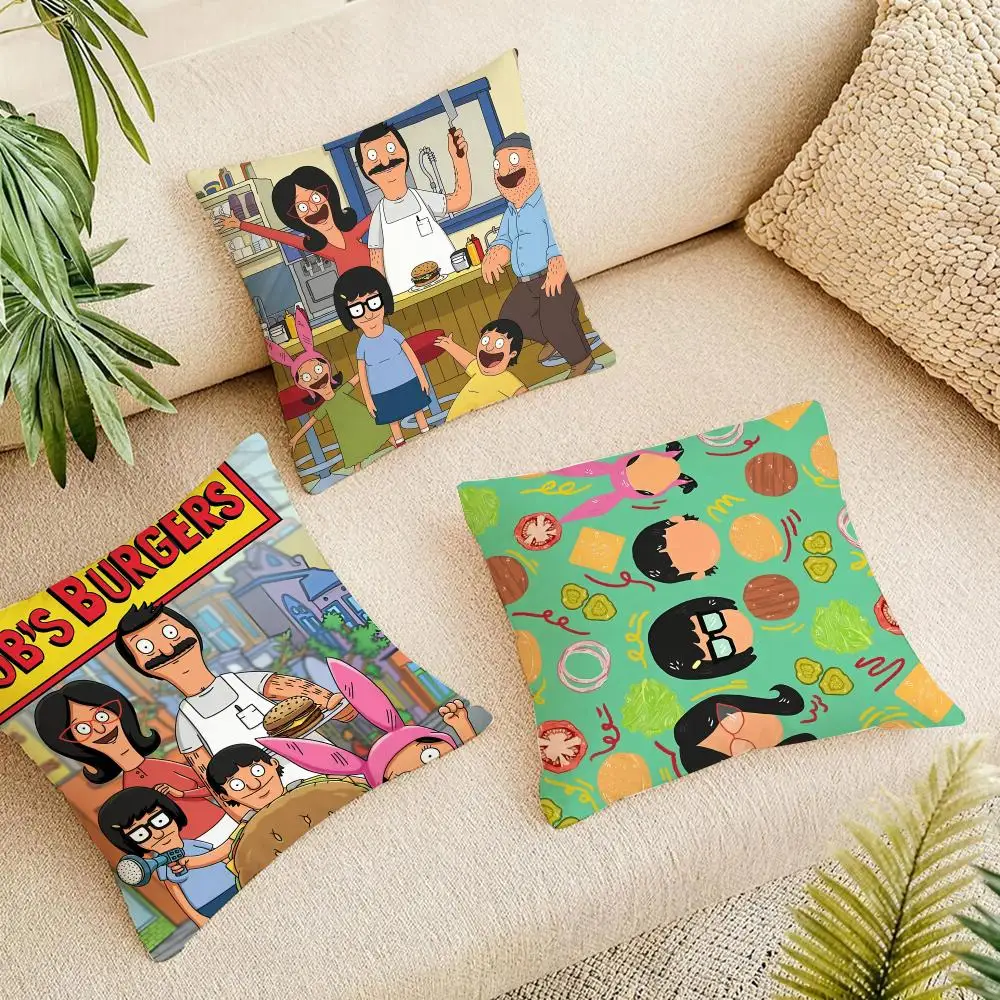 Funny Toon Bob's Burgers Cushion Cover Short Plush Pillowcase, Washable Wrinkle Resistant Cover for Bedroom Gift