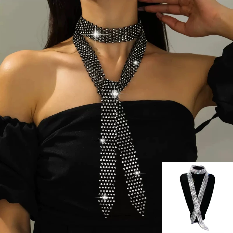 الأوروبية والأمريكية حجر الراين التعادل سلاسل السيدات التعادل قلادة فستان الزفاف الملحقات العصرية والعصرية التعادل #1