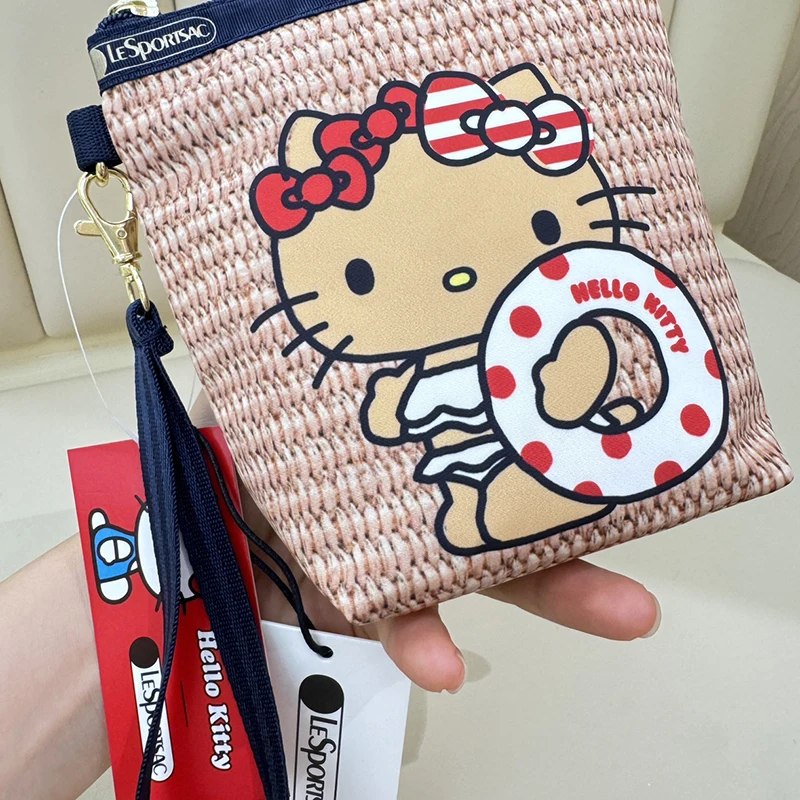 Sanrio Hello Kitty borsa in tessuto bohémien Kt borsa Organizer in stile spiaggia stampata borse a cesto Casual di grande capacità per regalo da