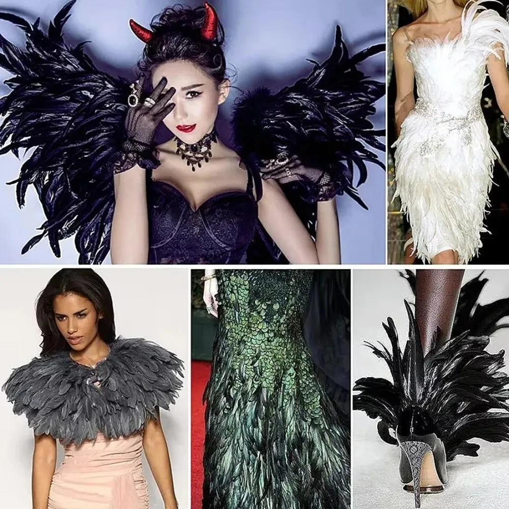 20Pcs Decorative Feather Plumes Rooster Tail Feathers 25-30cm Length Firm Quill Natural Rooster Feathers Smooth Surface