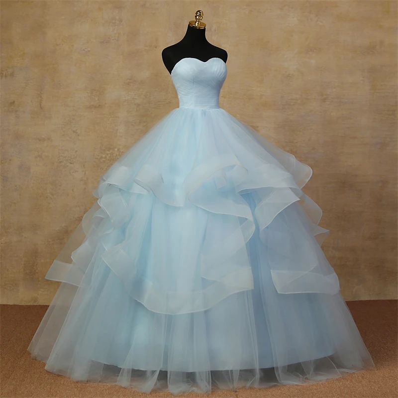 Customized Fashion Simple G Sky Blue Quinceanera Dress Strapless Ruched Organza Vestidos De 15 Debutante Gown Bohemia Princess