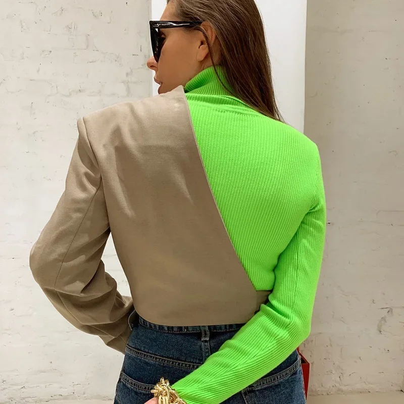 Women's 2024 autumn and winter new solid color casual suit collar adjustment belt single long-sleeved sexy hollow slim top