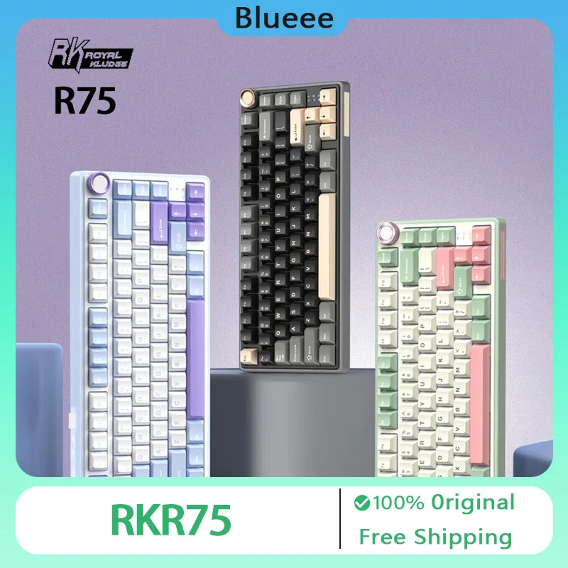 

RKR75 Mechanical Keyboard Wireless Bluetooth Three Mode Customized RGB Backlight Hot Swap PBT 75% Layout PC Gaming Keyboard