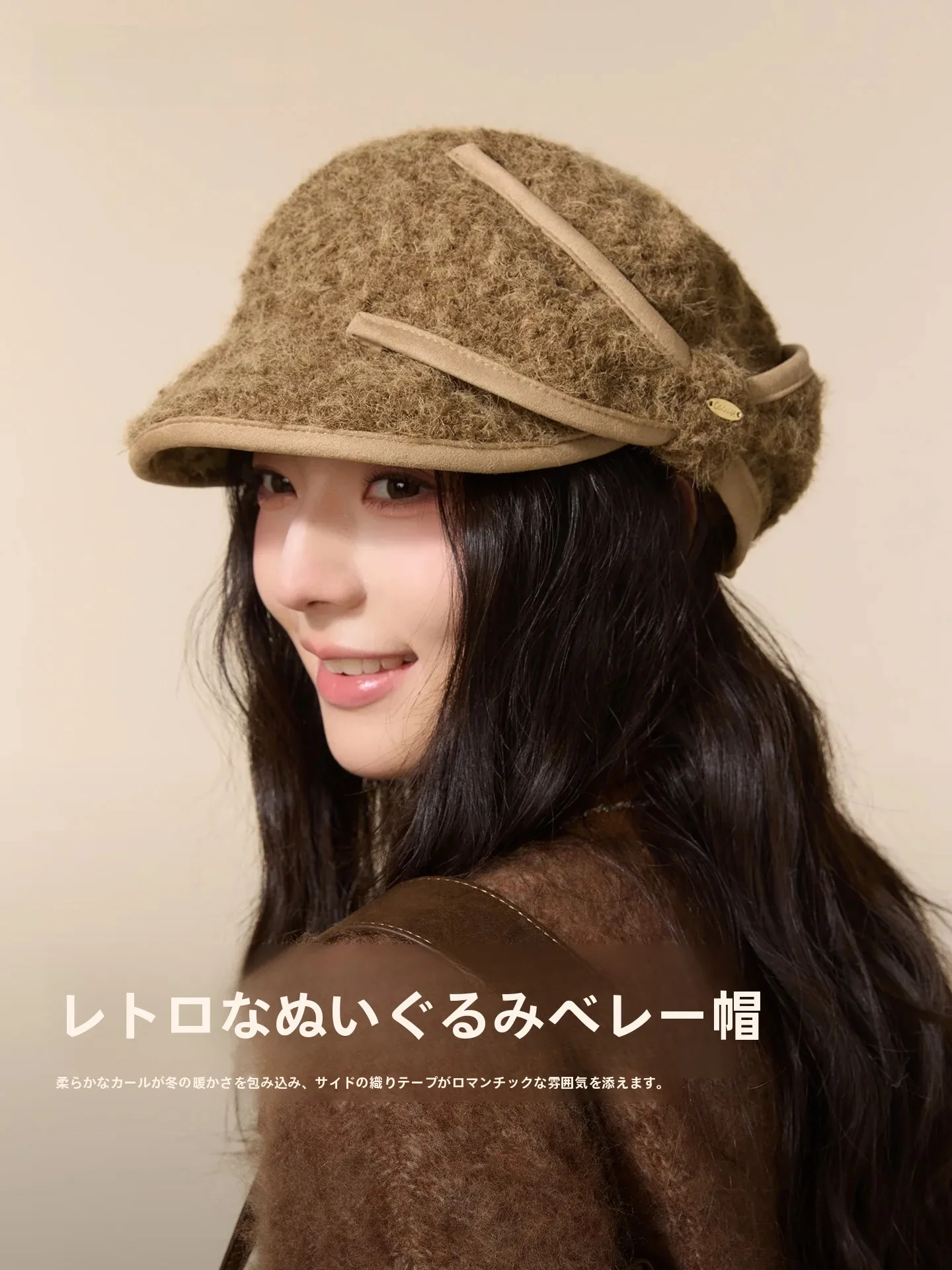 cacuss-women's-vintage-beret-hat-with-bowtie-short-brim-newsboy-cap-polyester-fiber-warm-and-comfortable-for-autumn-and-winter