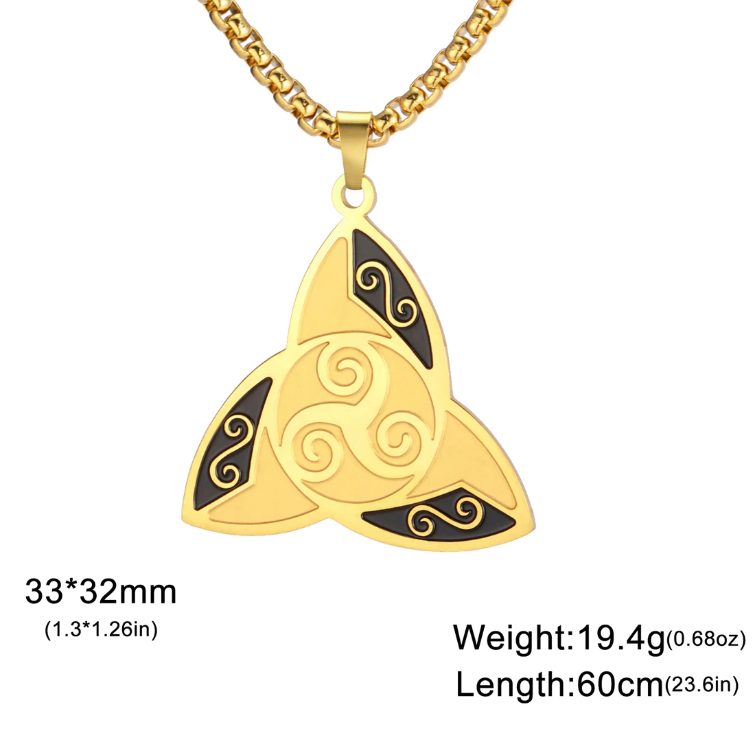 EUEAVAN トリプルスパイラル三つ巴ネックレスステンレス鋼ヴィンテージ魔術ケルトノットシンボルペンダントアイルランドのお守りジュエリーギフト