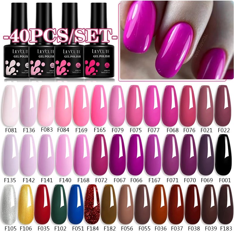 

LILYCUTE 40/22 Colors Gel Nail Polish Set 7ML Colorful Semi Permanent UV Gel Manicure Set Nail Art Varnish Kits Pour Les Ongles