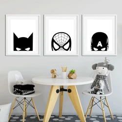 Black And White Spiderman Superheroes Poster Kids Boy Room Nordic Canvas Painting Minimalist Marvel Prints Wall Art Picture