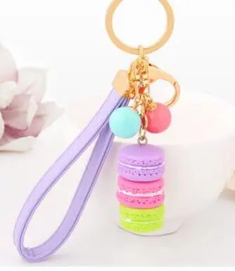 50pcs/lot  korean style woman casual macaron keychain female  macaron car key ring