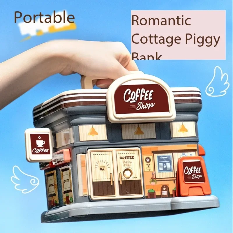 Kids Creative DIY Money Banking Toys house Bank Money Saving Pot Coin Banks Coin Box With Lock Key Christmas Gift Toy For Girl