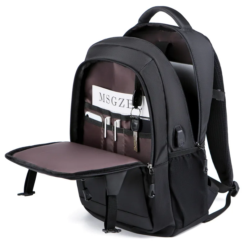 New 2 Colors Backpack for Men Multifunctional Business Notebook Backpack USB Charging Waterproof Film Men's Backbag Casual Bags