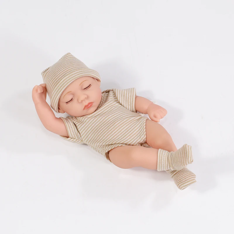 20cm Vinyl-Reborn-Babypuppen mit Kleidung, 8-Zoll-Neugeborenen-Babypuppe, wasserdichte Bebe-Puppe, niedliche Minipuppe für Mädchen, Geburtstagsgeschenke – Detail 10