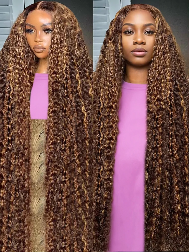 Highlight Wig Human Hair Ombre HD Lace Wig 13x6 Human Hair Deep Wave Frontal Wig Brazilian 13x4 Water Wave Curly Wigs For Women