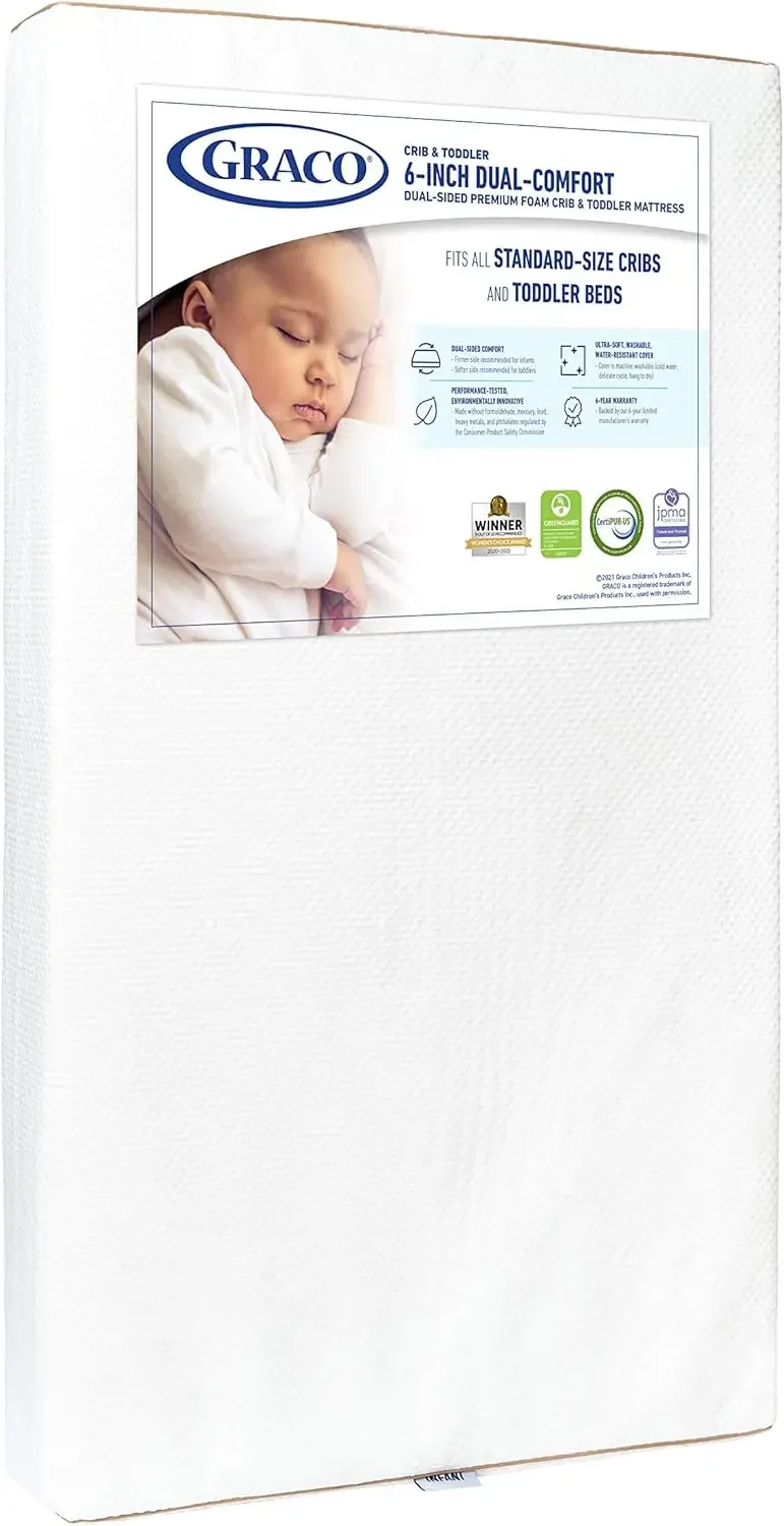 

100 Certified, CertiPUR-US Certified Foam, 2-Sided Mattress Fits Crib & Toddler Bed, Waterproof Sleep Surface