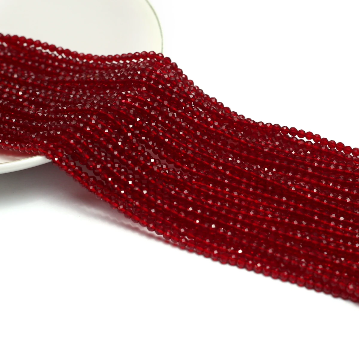 5 Strand Red Glass Beads 3mm Faceted Crystal Spinel Spacer Beads for Jewelry Making DIY Necklace Bracelet Accessories Wholesale