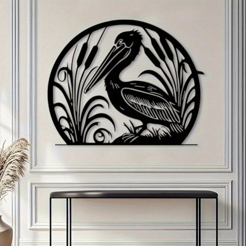 1pc Vintage Pelican Metal Wall Decor, Rust-Resistant Iron Seaside Art for Beach Villa, Gift for Bird Lovers Christmas Home Decor