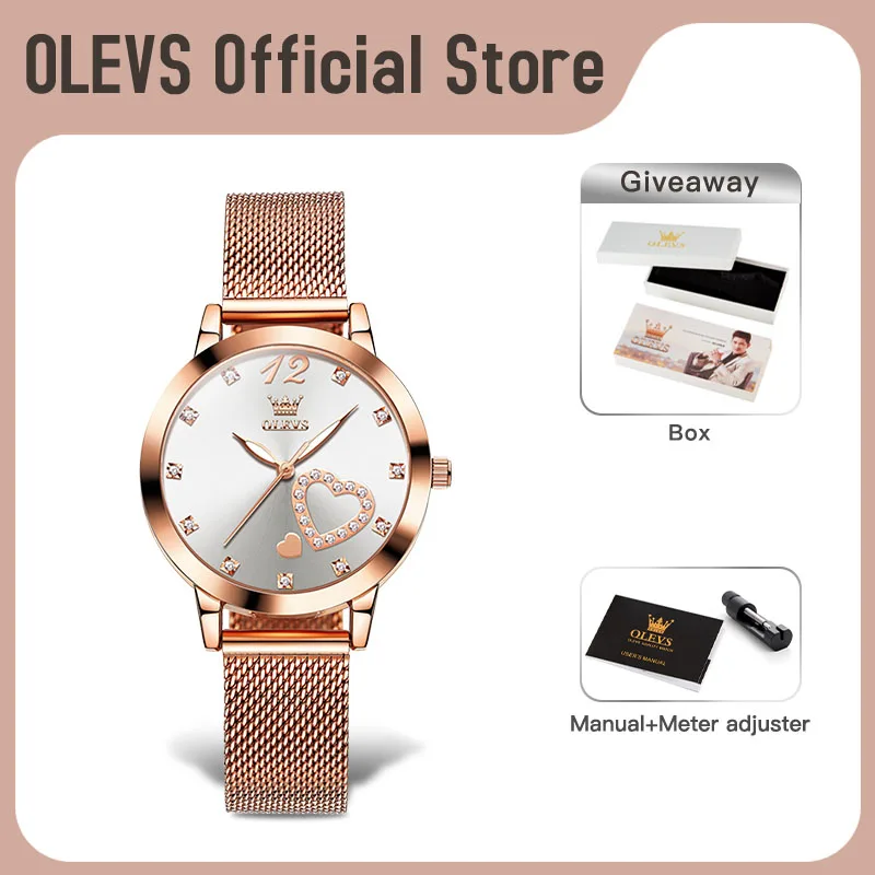 OLEVS5 5189 Women\'s Watch Original Brand Quartz Wristwatch Waterproof Luminous Mesh Belt Strap Reloj Diamond ScaleLadies Watch