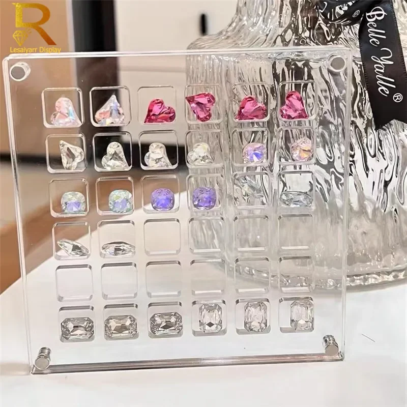 36/64/100Grids Acrylic Nail Art Rhinestones Storage Box Square/Round Grids Nail Charms Jewelry Decoration Oraganizar Quality Box