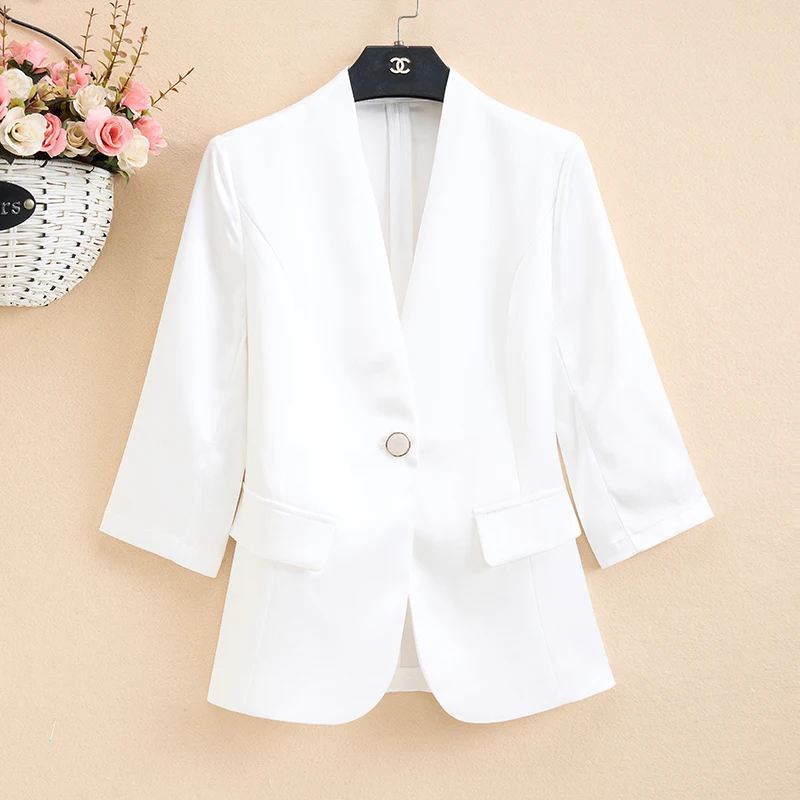 

White -Suit Jacket Women's Spring Summer New Style Seven-Sleeve Sleeveless Suit Dress Top High-End Sensation Fashionable