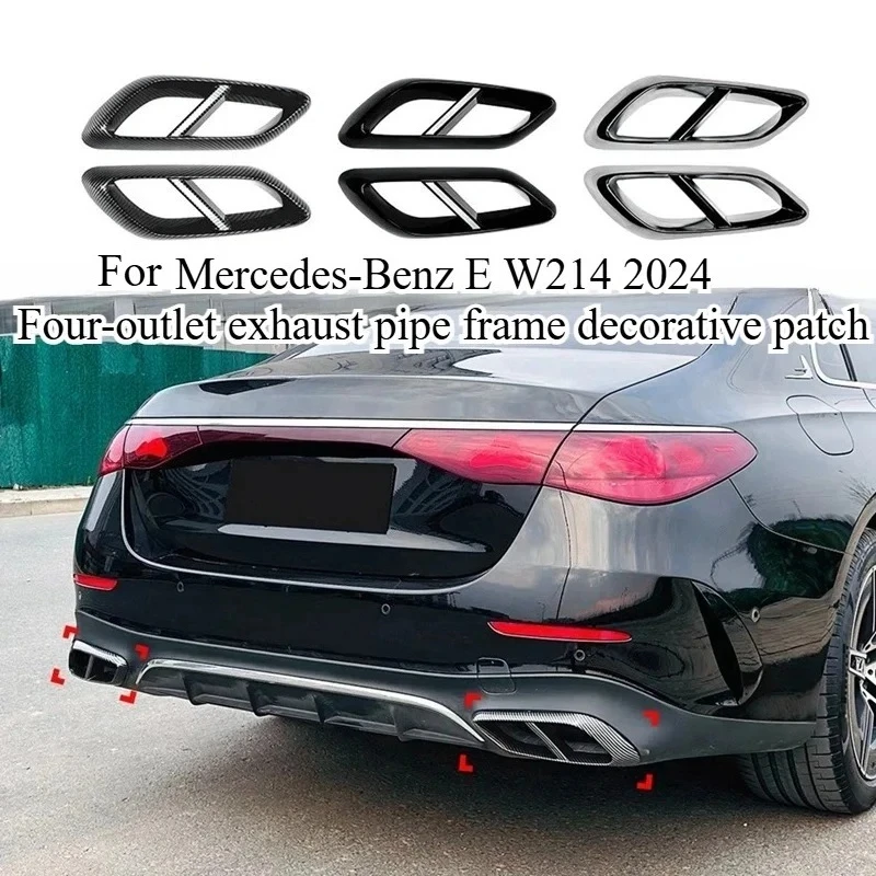 

For Mercedes E W214 2024 Exhaust Trim Cover Gloss Black Quad Outlet AMG Style Rear Diffuser Upgrade Clip-On Overlay Accessories