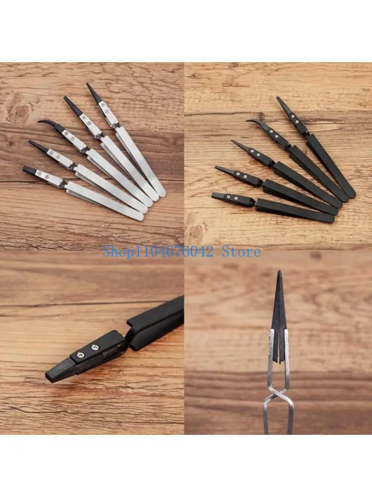 

Набор керамических пинцетов 652F Прецизионные реверсивные пинцеты Жаростойкие прямые и изогнутые