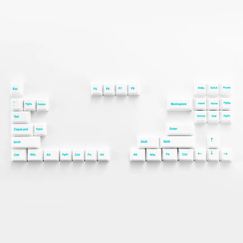 Ceramic Keycap Set B Function Area White-Cyan Custom Keycaps for Mechanical Keyboard Magnetic Axis Artisan Key Caps Collect Gift