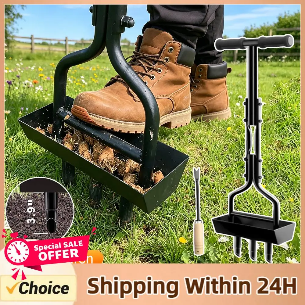 

Lawn Aerator Coring Garden Tool Manual Yard Plug Aerators & Clean Tool for Lawn Care Compacted Soil Durable Hand Tool