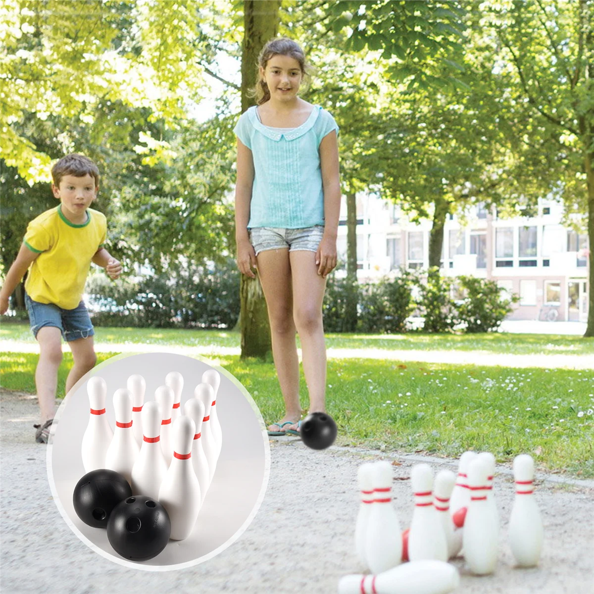 ABJU Children's Bowling Toys Set Outdoor Parent-Child Sports Toys Baby Ball Toys Indoor Leisure Toys