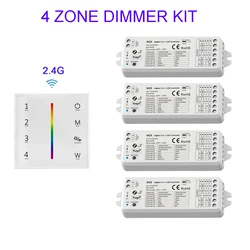 4 Zone LED Dimming KIT 2.4G Ultra Sensitive Glass Touch Panel Controller ZigBee RF 5 in1 LED 24V 12V APP Smart Control Dimmer