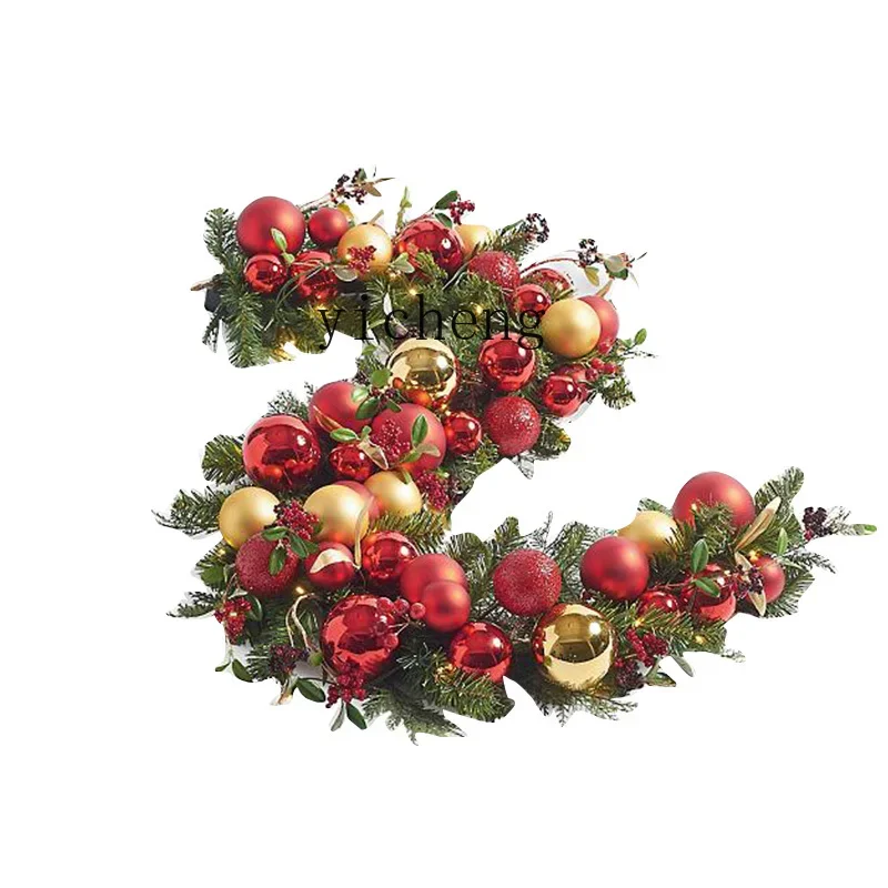 

XL Christmas decorative rattan ornament set Nordic style wreath scene arrangement