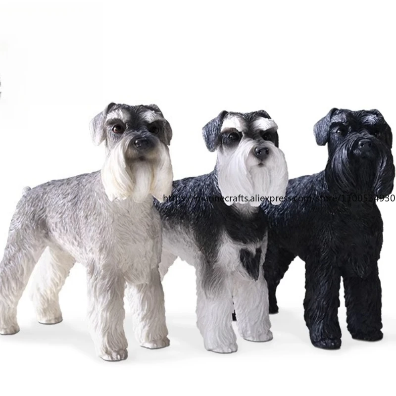 Estatua de perro Schnauzer, decoración realista de resina para coche, estatuilla en miniatura realista para tablero, escritorio, exhibición, regalo hecho a mano para mascotas
